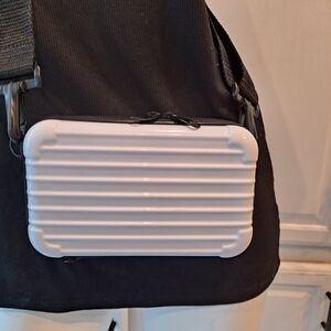 Elegant White And Black Hardbody Crossbody Travel Bag